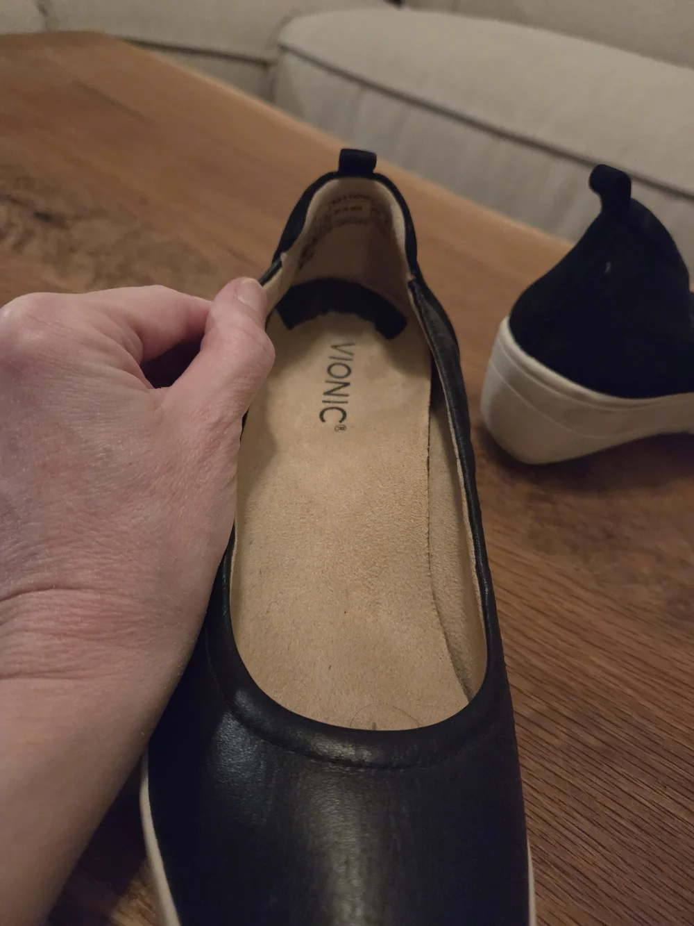 Vionic Black Slip-On Platform Flats